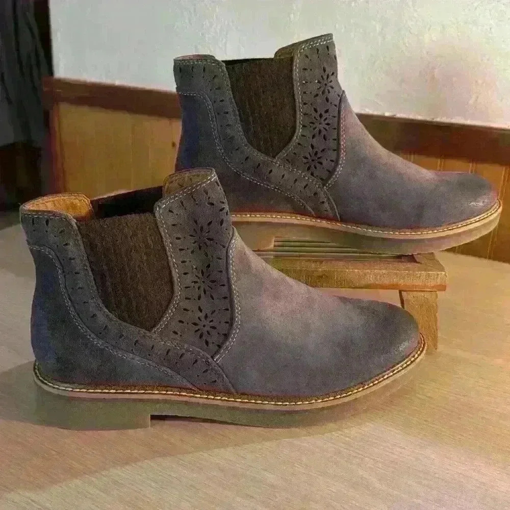 Comfortiva Align Raya Suede Washed Indigo Booties - Picture 3 of 8